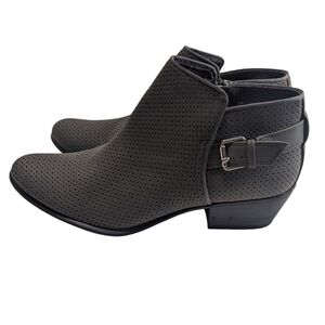 Esprit Women's Gray Vegan Ankle Booties with Decorative Buckle Size 10